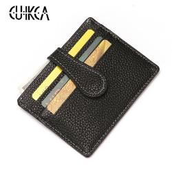 CUIKCA Women Men Wallet 1120 Genuine Leather Carteira Cowhide HASP Slim Wallet Purse Business ID Credit Card Cases Card Holders