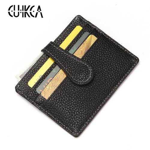 CUIKCA Women Men Wallet 1120 Genuine Leather Carteira Cowhide HASP Slim Wallet Purse Business ID Credit Card Cases Card Holders