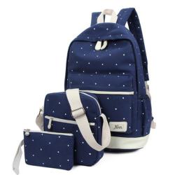 KBW541 Canvas Women Shoulder Bag Backpack College Wind Junior High School Students Schoolbag Three Sets of Travel Backpack