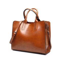 Custom Oiled Waxed Vegan Leather Tote Bags Handbags For Women Ladies Purses