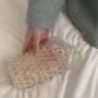 2024 Fashion Mini Acrylic Beaded Woven Handbag Contrast Color Design One Shoulder Crossbody Braided Bucket Bag Women