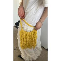 Unique Fashionable Leisure Beach Hand Woven Handbag Bucket Seaside Hollow Bag Crochet Tricot With Tassel
