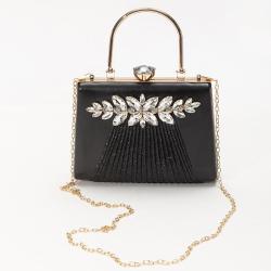 Elegant Big Bling Rhinestone Pu Leather Fashion Party High Quality Luxury Ladies Golden Clutch Evening Bag