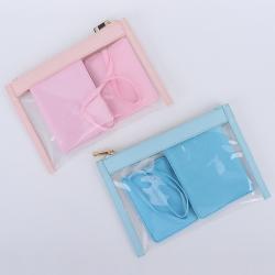 Keymay New Design RTS 10 Colors Summer Portable Waterproof Tpu Make up Bag Cosmetic Pencil Pouch Clear Clutch for Girls