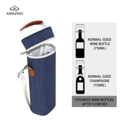 Single Wine Cooler Bags with Shoulder Strap and Carry Handle for Wine Tasting Travel Park Beach