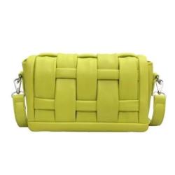 Trendy Summer Women's Square Shoulder Bag New Style Woven Handmade Zipper Closure Single Strap PU Polyester Portable Letter