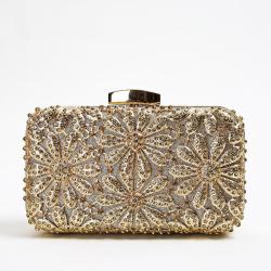 Hot selling luxury handbags inlaid banquet bag gold evening clutch bags silver elegant shiny rhinestone bags purse