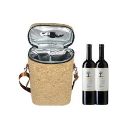 Eco-Friendly Natural Cork Material 2 Bottle Wine Cold Carrier Bag Custom Outdoor