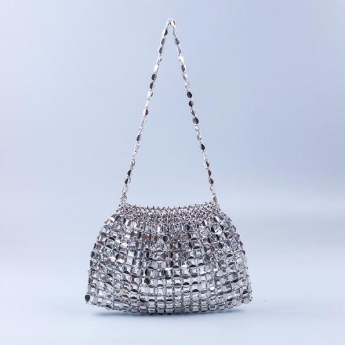 Custom Wholesale New Handwoven Pvc Beaded Shoulder Bag Long Chain Crossbody Mini Bag Shiny Design Party Evening Bag