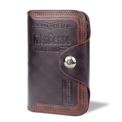 ZR619 Men's Short Buckle Coin Wallet ID Card Pu Wallet Horizontal Square Zipper Grid Card Slot Purse Business Father's Day Gift