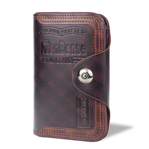 ZR619 Men's Short Buckle Coin Wallet ID Card Pu Wallet Horizontal Square Zipper Grid Card Slot Purse Business Father's Day Gift
