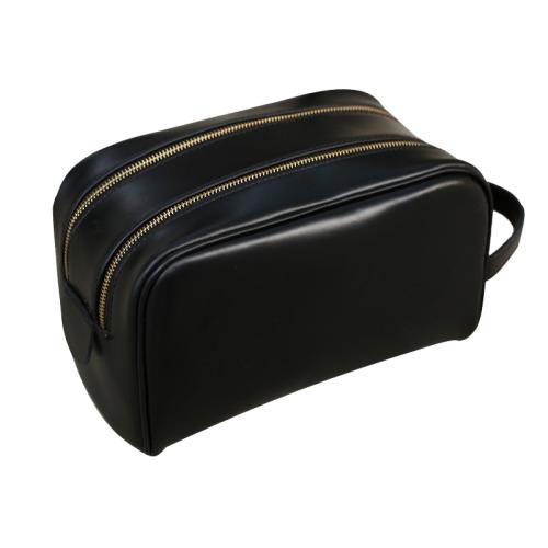 Double zipper men leather dopp kit leather wash bag organizer toiletry bag travel bag