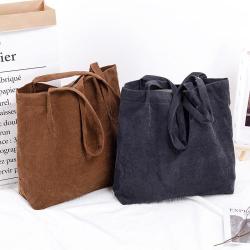 Wholesale Portable Shopping Tote Bag Korean Women's College Style Corduroy Shoulder Bag in Stock