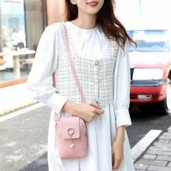 HR352 New Mobile Phone PU Zippered Banknote Clip Bag Woven Pearl Tassel Bag Cover Style Women's One Shoulder Crossbody Bag