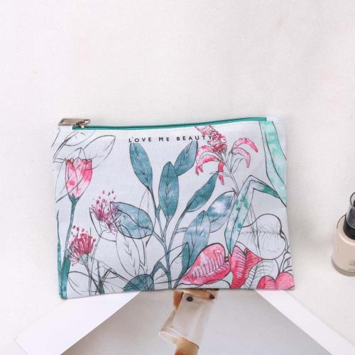 Eco-friendly Digital Printing Canvas Cosmetic Case Brush Storage Bag Customized Luxury Makeup Zipper Cotton Canvas Pouch