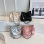Popular design pleated handbag small women's shoulder bags female 2024 new summer simple bucket bag fashion crossbody bag