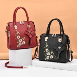 New Fashionable Embroidered Handbag Custom Woman Simple PU Leather Crossbody Bag Pure Color One-shoulder Bag With Zipper