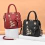 New Fashionable Embroidered Handbag Custom Woman Simple PU Leather Crossbody Bag Pure Color One-shoulder Bag With Zipper