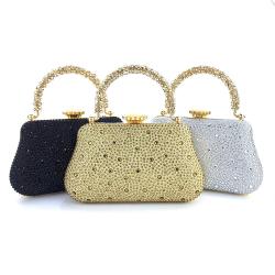 New design trendy wedding party bag elegant full dress bag ladies evening bags woman rhinestone handle handbag bulk sell pochette femme