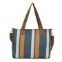 ZF005 Logo with Custom Printed Woman New Fashion Striped Canvas Tote Bag Cotton Flax Handbag Travel Shopping Bag