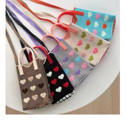 KBW634 Lovely Decorative Cell Phone Bag Student Knitting Hand Carry Storage Coin Purse Fashion Handheld Crossbody Small Bag