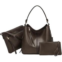 REALER 3pcs Custom Casual Retro PU Leather Crossbody Ladies Hands Bags Hobo Shoulder Bags Women Handbags and Purses