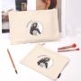 High Quality Custom Hot Stamping Printed 8 OZ Canvas Zipper Makeup Packaging Pouch Cotton Travel Cosmetic Bag
