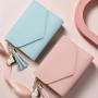 OEW172 New Fashion Women Wallets 2023 Heart Tassel Coin Purse Card Holder Ladies Small Wallet Three Fold Ladies Coin Purse