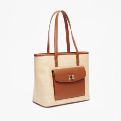 High Quality Vegan Leather Women Shoulder Bag Woven Ladies Handbags Customized Logo Tote Bag