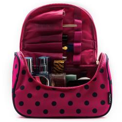 Gelory Cute Travel Makeup Bag Cute Polka Dots Handle Toiletry Bag for Girls Cosmetic Organizer