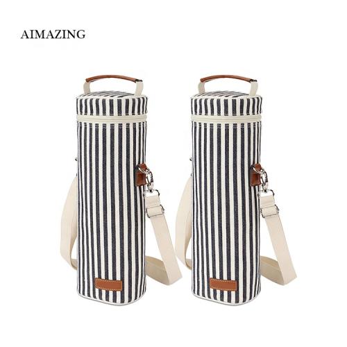 Canvas Wine Champagne Bubbly Lunch Bag Manufacturer Insulated Cooler Box  Single Bottle Wine Bag
