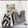Wholesale Casual Large Capacity Striped Canvas Shoulder Bag Lazy Style Portable Ladies Literary Canvas Handbag