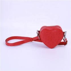 Latest New Designer Heart Shape Faux Ostrich Women Bags Handbag Genuine Leather Lady Crossbody Mini Bag