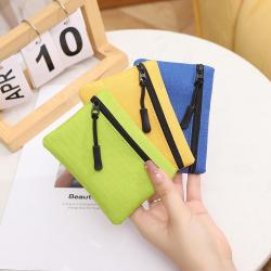 Factory wholesale 2024 new ladies oxford cloth solid color mini zipper coin purse crossbody key bag wallets