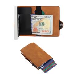 Custom rfid metal card holders leather aluminium card holder pop up wallet card holders
