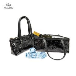 Sequins Single Bottle Insulated Wine Tote Wine Carrier Bag Portable Protective Wine Cooler for Travel Picnic Beach
