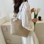 2024 New summer style women's straw bag thick string large capacity tote bag simple seaside beach handbag for women