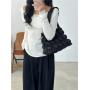 2024 Autumn female pleated cotton jacket bag Ms. South Korean Tote bag large capacity  soft plaid nylon women's shoulder bags