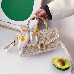 2022 New Texture Fashion Niche Design Straw Woven Bag Portable Diagonal Country Style Shoulder Messenger Small Square