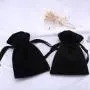 Accept Custom Logo Size Velvet Material Drawstring Bag Black Soft Velvet Jewelry Gift Packaging Pouch