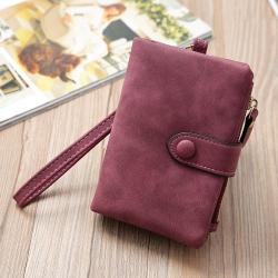 Frosted Wallet for Women Short Female Purse Soft PU Leather Korean Cute Tri-fold Card Holder Ladies Small Standard Wallets Bag