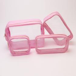 Custom Logo Cosmetic Bag Wholesale Stock Clear PVC Bag Zipper Portable Travel Toiletry Transparent Makeup Bag