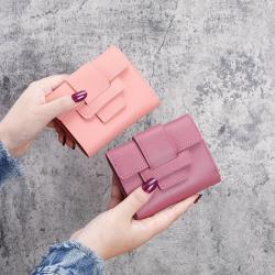 wholesale Factory Ladies wallet short small tri-fold money clip fashion simple clutch bag leather women's wallets coin purse