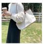 Custom leisure Large lady shoulder bag fashion design PU stitching canvas tote bag College students' ladies handbags bucket bag