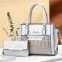 Sequin leather 2 pieces set handbags shoulder bag come with a wallet for women ladies large purses 2024