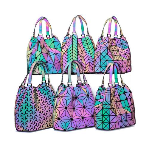 LOVEVOOK Fashion geometric folding bag custom hot sale custom Bucket bag Reflective bag geometric luminous handbag