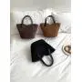 Trendy Design Advanced Handbag Faux suede Decoration Large Capacity Tote Bag   Retro Style Bucket Bag for Women