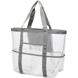 Gelory 9 Pockets Lightweight Transparent Mesh Beach Bag Large Capacity Tote Bag For Summer Poor Travel