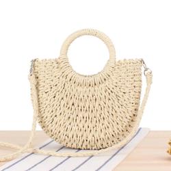 ZWY326 Daily Beach Vacation Girls Knitting Bag New Fashion Half Round Straw Bag Wholesale Eco-friendly Crossbody Shoulder Bag