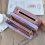 ZR688 Women's Wallet Long Handbag PU Double-layer Zipper Coins Wallet Purse Stylish Contrast Color Mobile Phone Bag Card Holder